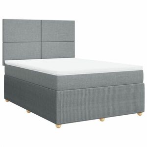 vidaXL világosszürke szövet rugós ágy matraccal 140 x 190 cm kép