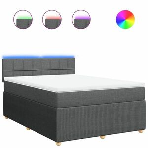 vidaXL sötétszürke szövet rugós ágy matraccal 140 x 190 cm kép