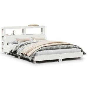 vidaXL fehér tömör fenyőfa ágy matrac nélkül 135 x 190 cm kép