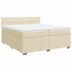 vidaXL krémszínű szövet rugós ágy matraccal 200 x 200 cm kép