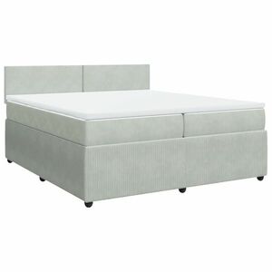 vidaXL világosszürke bársony rugós ágy matraccal 200x200 cm kép