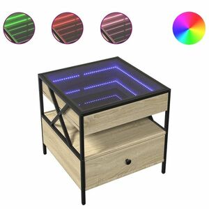 vidaXL sonoma tölgy végtelen hatású LED-es dohányzóasztal 50x50x51 cm kép