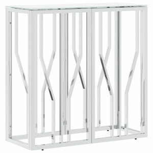 vidaXL ezüstszínű üveg és rozsdamentes acél tálalóasztal 70x30x70 cm kép