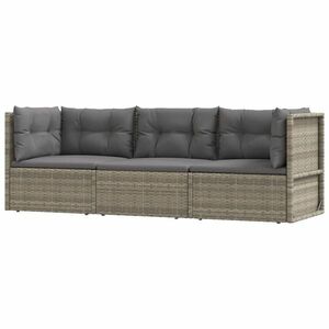 vidaXL 3 részes szürke polyrattan kerti ülőgarnitúra párnákkal kép
