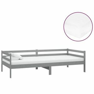 Szürke tömör fenyőfa dívány matraccal 90 x 200 cm kép