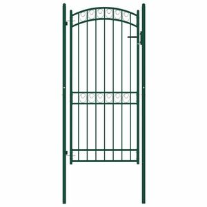 vidaXL ívelt tetejű zöld acél kerítéskapu 100 x 200 cm kép