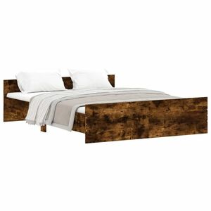 vidaXL füstös tölgy színű ágykeret fej- és lábtámlával 150 x 200 cm kép