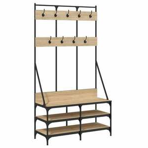 vidaXL sonoma tölgy színű ruhafogas cipőpolccal 100x40x184 cm kép