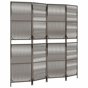 vidaXL barna 4 paneles polyrattan térelválasztó kép