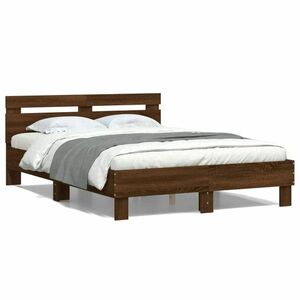 Barna tölgy színű szerelt fa ágykeret fejtámlával 120x200 cm kép