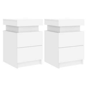 vidaXL 2 db fehér éjjeliszekrény LED-világítással 35 x 39 x 55 cm kép