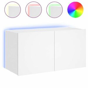 vidaXL fehér falra szerelhető TV-szekrény LED-lámpákkal 80x35x41 cm kép