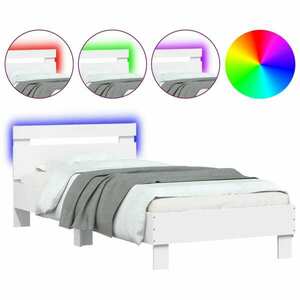 Fehér ágykeret fejtámlával és LED-világítással 90 x 200 cm kép