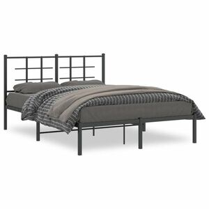vidaXL fekete fém ágykeret fejtámlával 135 x 190 cm kép