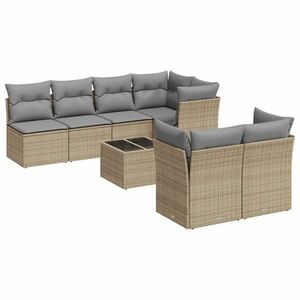 vidaXL 8 részes bézs polyrattan kerti ülőgarnitúra párnával kép