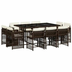 vidaXL 11 részes barna polyrattan kerti ülőgarnitúra párnákkal kép