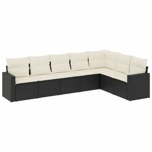 vidaXL 7 részes fekete polyrattan kerti ülőgarnitúra párnával kép