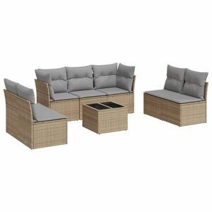 vidaXL 8 részes bézs polyrattan kerti ülőgarnitúra párnával kép