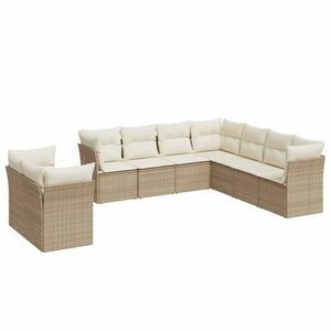 vidaXL 9 részes bézs polyrattan kerti ülőgarnitúra párnákkal kép