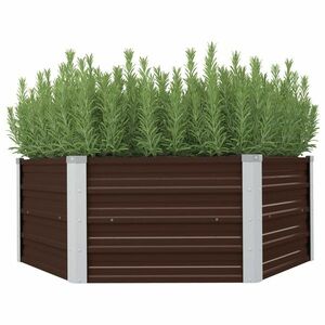 vidaXL barna kerti magaságyás horganyzott acélból 129 x 129 x 46 cm kép