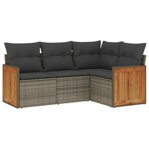 vidaXL 4 részes szürke polyrattan kerti ülőgarnitúra párnákkal kép