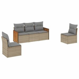 vidaXL 5 részes bézs polyrattan kerti ülőgarnitúra párnákkal kép