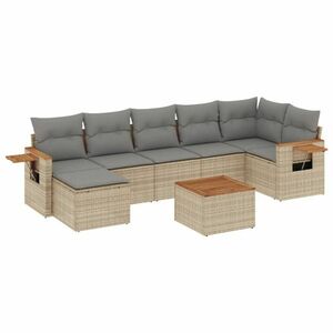 vidaXL 8 részes bézs polyrattan kerti ülőgarnitúra párnával kép