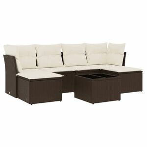 vidaXL 7 részes barna polyrattan kerti ülőgarnitúra párnákkal kép