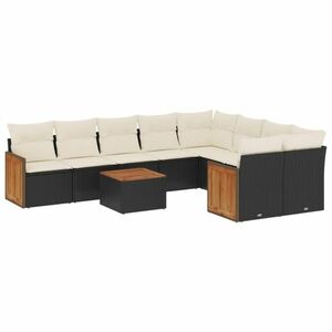 vidaXL 10 részes fekete polyrattan kerti ülőgarnitúra párnákkal kép