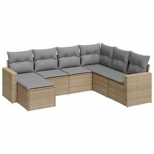 vidaXL 7 részes bézs polyrattan kerti ülőgarnitúra párnákkal kép