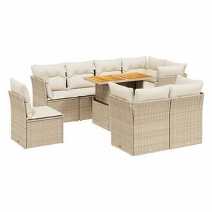 vidaXL 9-részes bézs polyrattan kerti ülőgarnitúra párnákkal kép