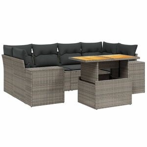 vidaXL 7 részes szürke polyrattan kerti ülőgarnitúra párnákkal kép