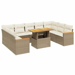 vidaXL 10 részes bézs polyrattan kerti ülőgarnitúra párnával kép
