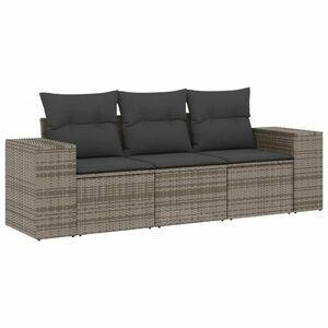 vidaXL 3 részes szürke polyrattan kerti ülőgarnitúra párnákkal kép