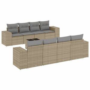 vidaXL 9-részes bézs polyrattan kerti ülőgarnitúra párnákkal kép
