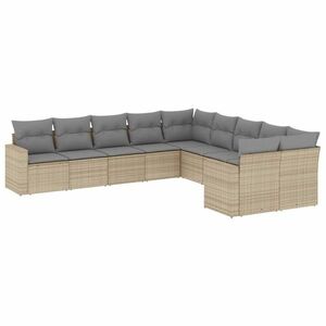 vidaXL 10 részes bézs polyrattan kerti ülőgarnitúra párnával kép