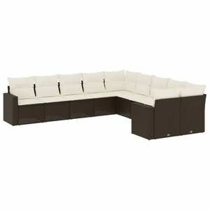 vidaXL 10 részes barna polyrattan kerti ülőgarnitúra párnákkal kép