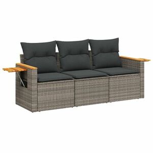 vidaXL 3 részes szürke polyrattan kerti ülőgarnitúra párnákkal kép
