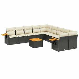 vidaXL 11 részes fekete polyrattan kerti ülőgarnitúra párnákkal kép