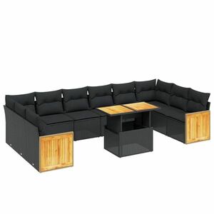 vidaXL 11 részes fekete polyrattan kerti ülőgarnitúra párnákkal kép