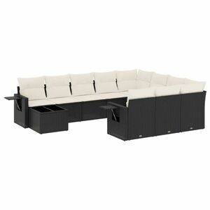 vidaXL 11 részes fekete polyrattan kerti ülőgarnitúra párnákkal kép