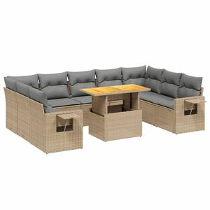 vidaXL 10 részes bézs polyrattan kerti ülőgarnitúra párnával kép