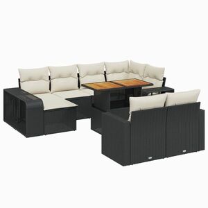 vidaXL 11 részes fekete polyrattan kerti ülőgarnitúra párnákkal kép
