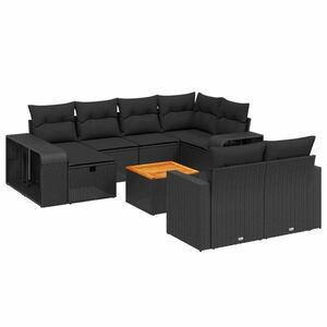 vidaXL 11 részes fekete polyrattan kerti ülőgarnitúra párnákkal kép