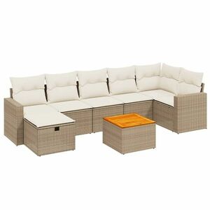 vidaXL 8 részes bézs polyrattan kerti ülőgarnitúra párnával kép