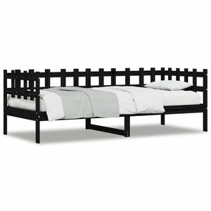 vidaXL fekete tömör fenyőfa kanapéágy 90 x 190 cm kép