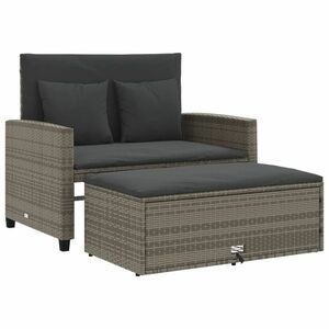 vidaXL 2 személyes szürke polyrattan kerti kanapé párnával kép