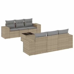 vidaXL 7 részes bézs polyrattan kerti ülőgarnitúra párnákkal kép
