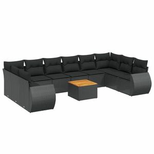 vidaXL 11 részes fekete polyrattan kerti ülőgarnitúra párnákkal kép