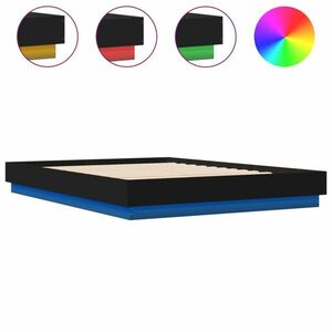 vidaXL fekete ágykeret LED-világítással 120 x 200 cm kép